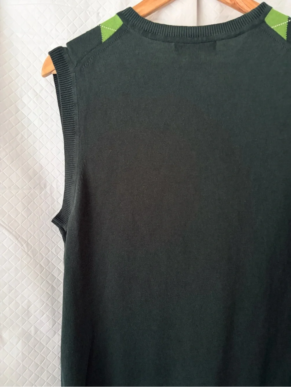 Banana Republic Dark Green Argyle Sweater Vest with Lime and Gray Diamonds